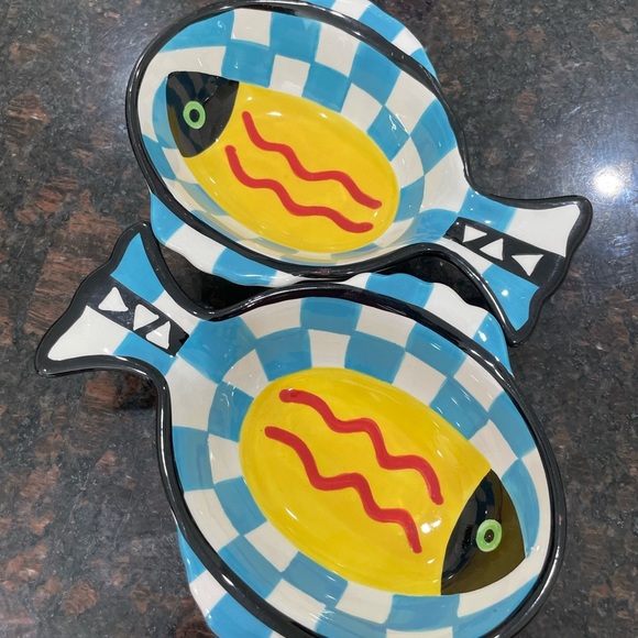 Yellow and Blue Fish Decor with Geometric Patterns - Picture 1 of 7
